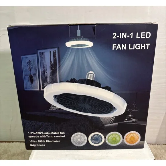 2-In-1 LED Ceiling Fan Light With Remote Control Dimmable Adjustable Speed - Picture 2 of 7
